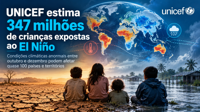 UNICEF estima que mais de 347 milhões de crianças vivam em áreas sujeitas a condições de chuva anormais associadas ao El Niño até dezembro.